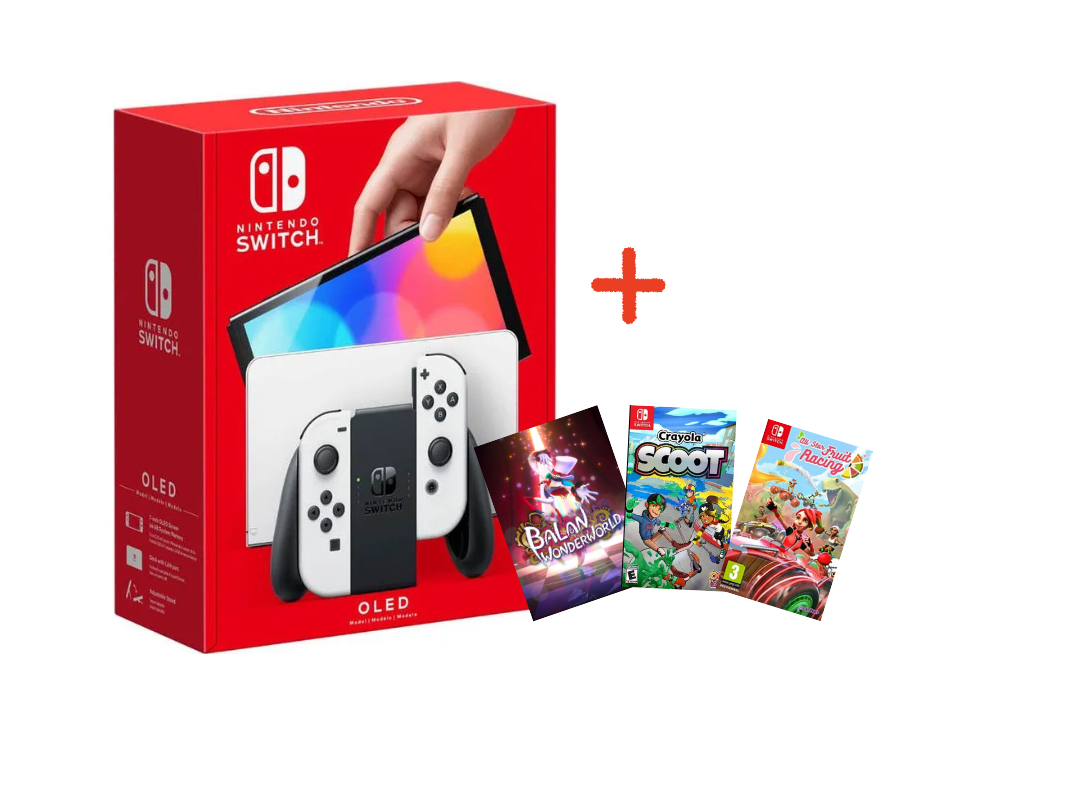 Nintendo Switch OLED Console 64GB - White with 3 Games Nintendo Switch OLED Console 64GB - White with 3 Games